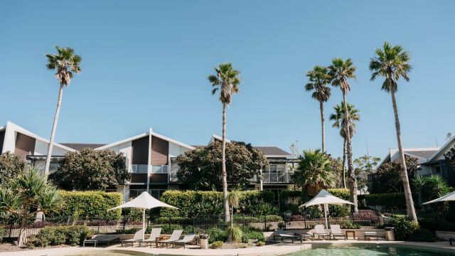 luxury poolside resort setting